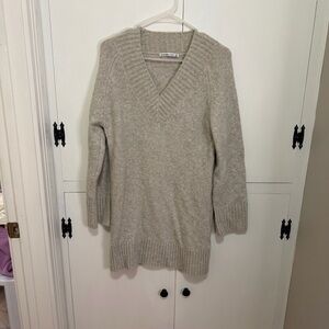 Abercrombie & Fitch V-Neck Sweater Dress - Beige/Light